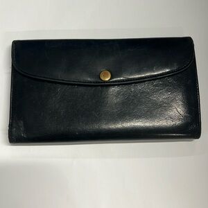 Coach Vintage Black Leather Long Clutch Wallet with Removable Checkbook Cover